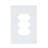 Placa P/ 3 Tomadas 4x2 - Dicompel Glass Branco
